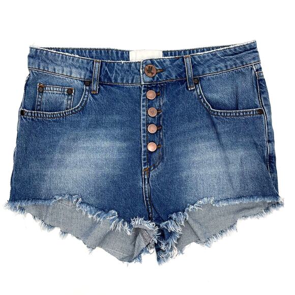 One Teaspoon Outlaws Shorts Size 26‎ Cutoff 100% Cotton Denim Light Blue Wash - Picture 3 of 15